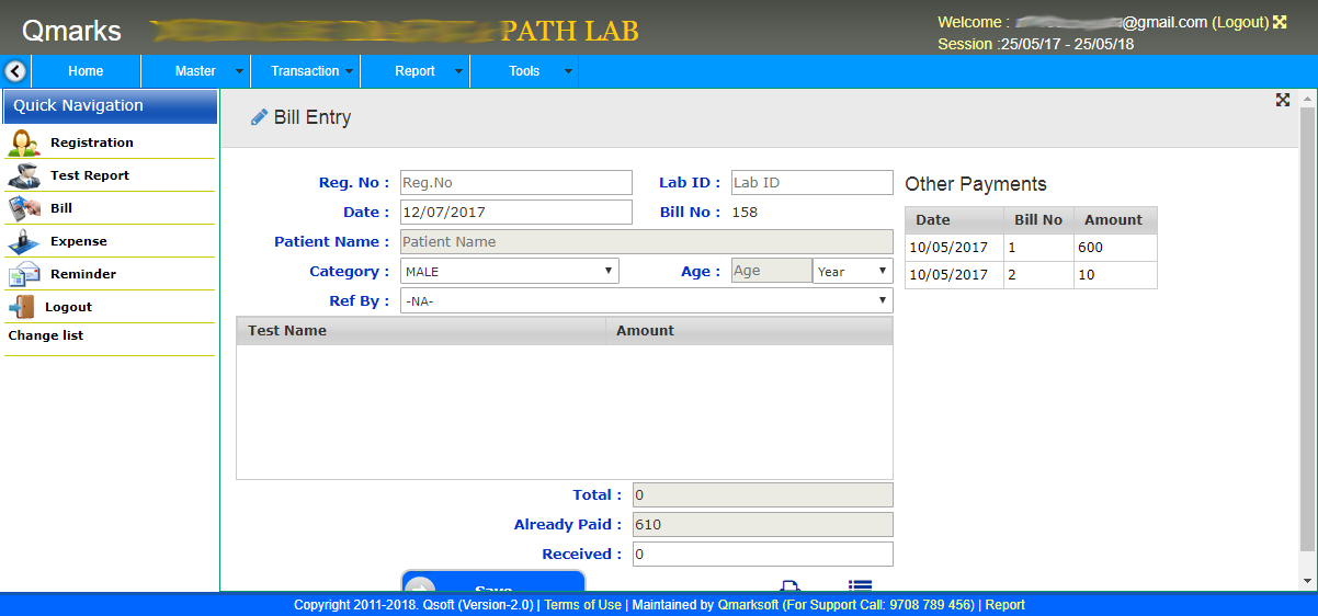 pathology-lab-bill Screen