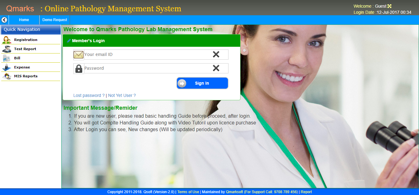 pathology-lab-login Screen