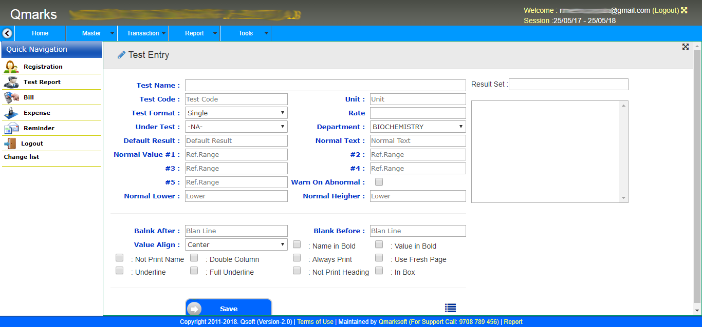 pathology-software-test-edit Screen